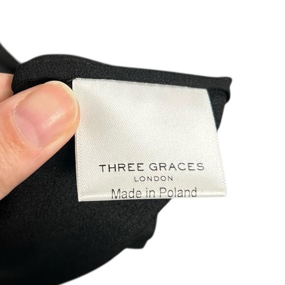 NWT Three Graces London Black 100% Silk Chloe Tiered Maxi Dress Womens 8 / US 4 - Picture 7 of 8